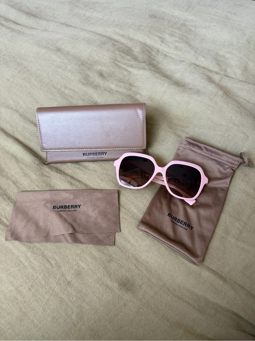 Burberry Pink Oversized Square Women's Sunglasses with Branded Case